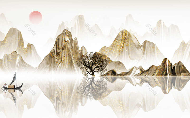 中国风复古手绘风景山水插画背景设计,插画/手绘图,插画/手绘图库,插画/手绘图下载,插画/手绘